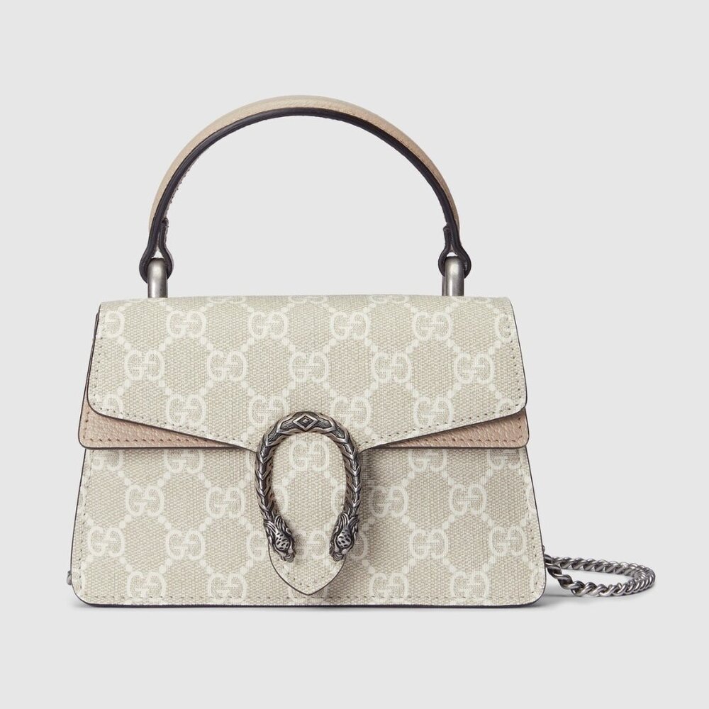 Gucci GG Supreme Monogram Mini Dionysus Top Handle Bag Beige Oatmeal 752029